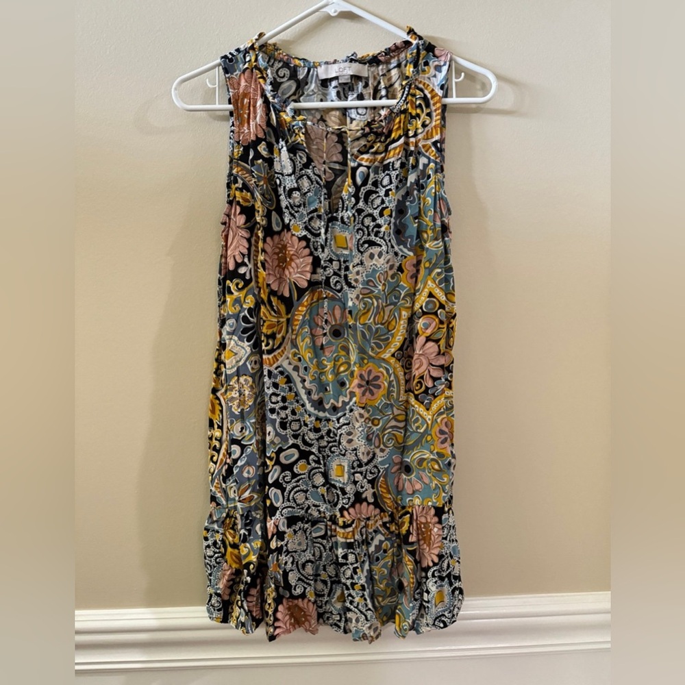 LOFT Long, Sleeveless Dress with Ruffle Bottom